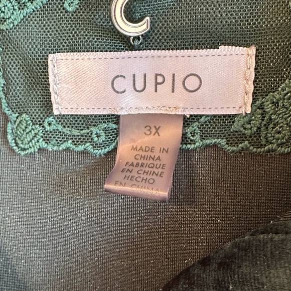 Cupio Dark Green Crushed Velvet Long Sleeve Dressy Button-Up Blouse Sz 3X - Picture 2 of 12